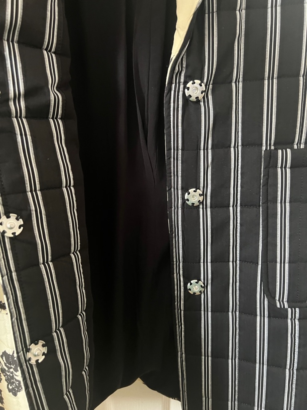 Avec Les Filles Quilted Floral Striped Robe Coat Size M - Picture 7 of 9